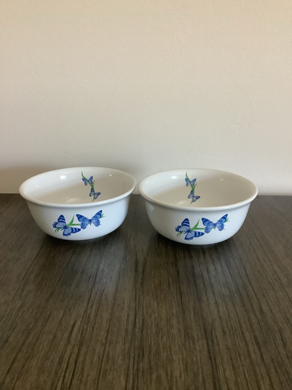 TWO FTD  Studio Blue BUTTERFLY  Coupe Cereal Bowls